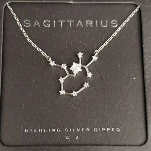Secretbox Sagittarius Necklace Sterling Silver Dipped with Crystals New in Box